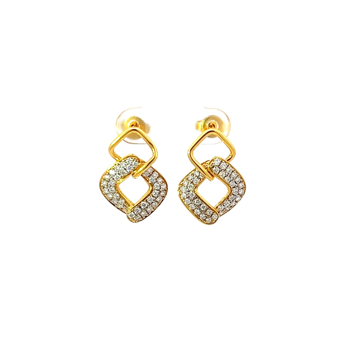 Earrings w/ 76 Diamonds VS 18K Yellow Gold