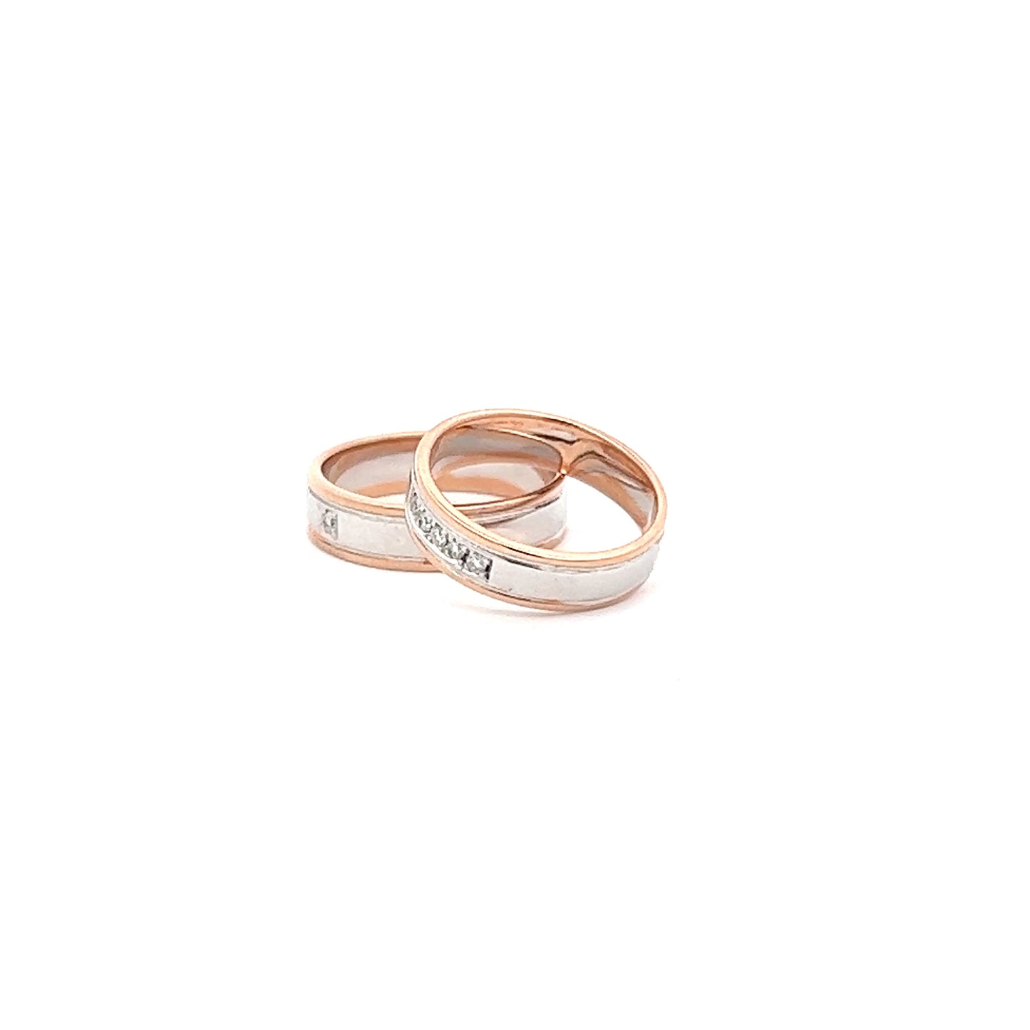 Ring Bands w/ Diamonds 18K White Gold & Rose Gold