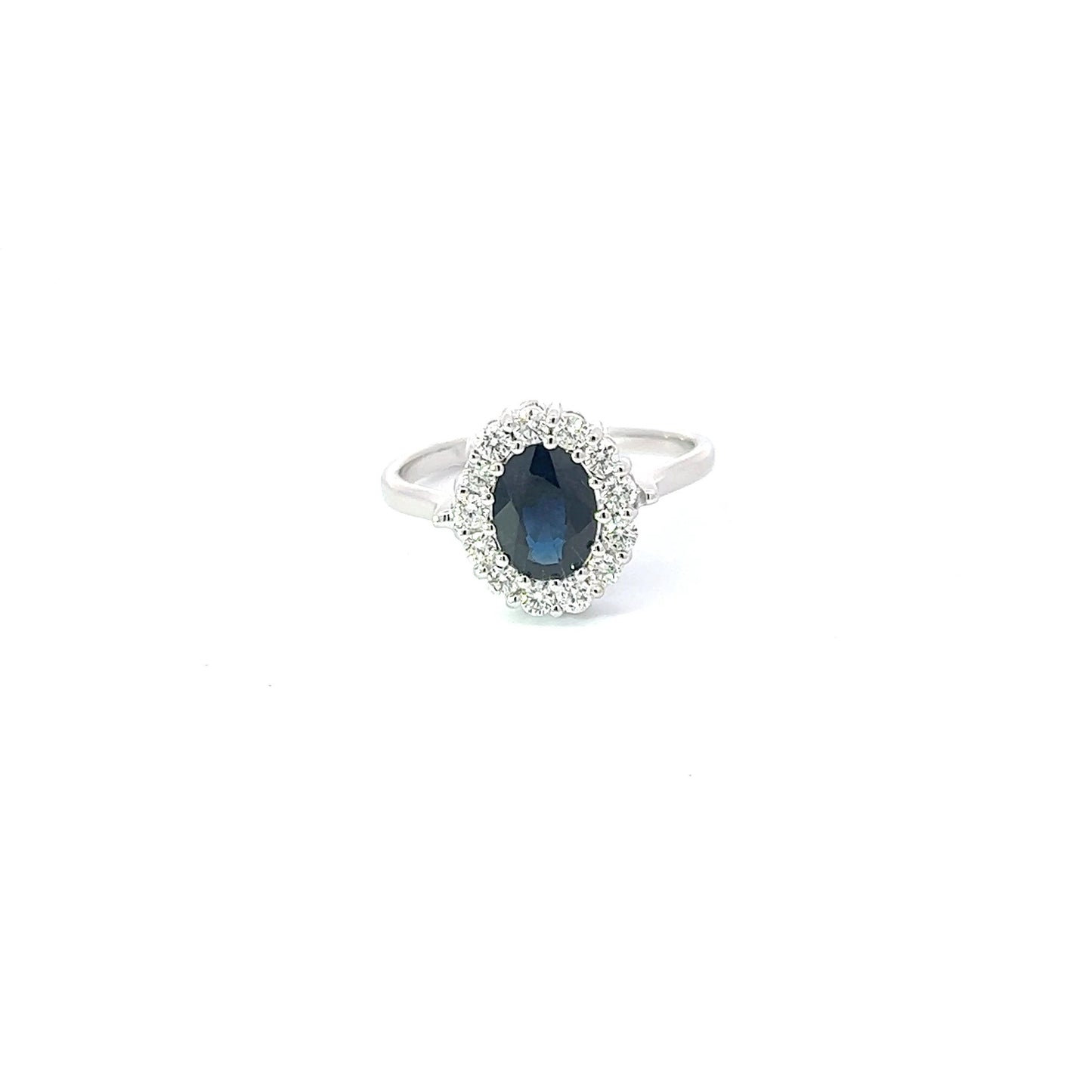 Lady's Ring w/ Oval Blue Sapphire (1.07) & 13 Diamonds