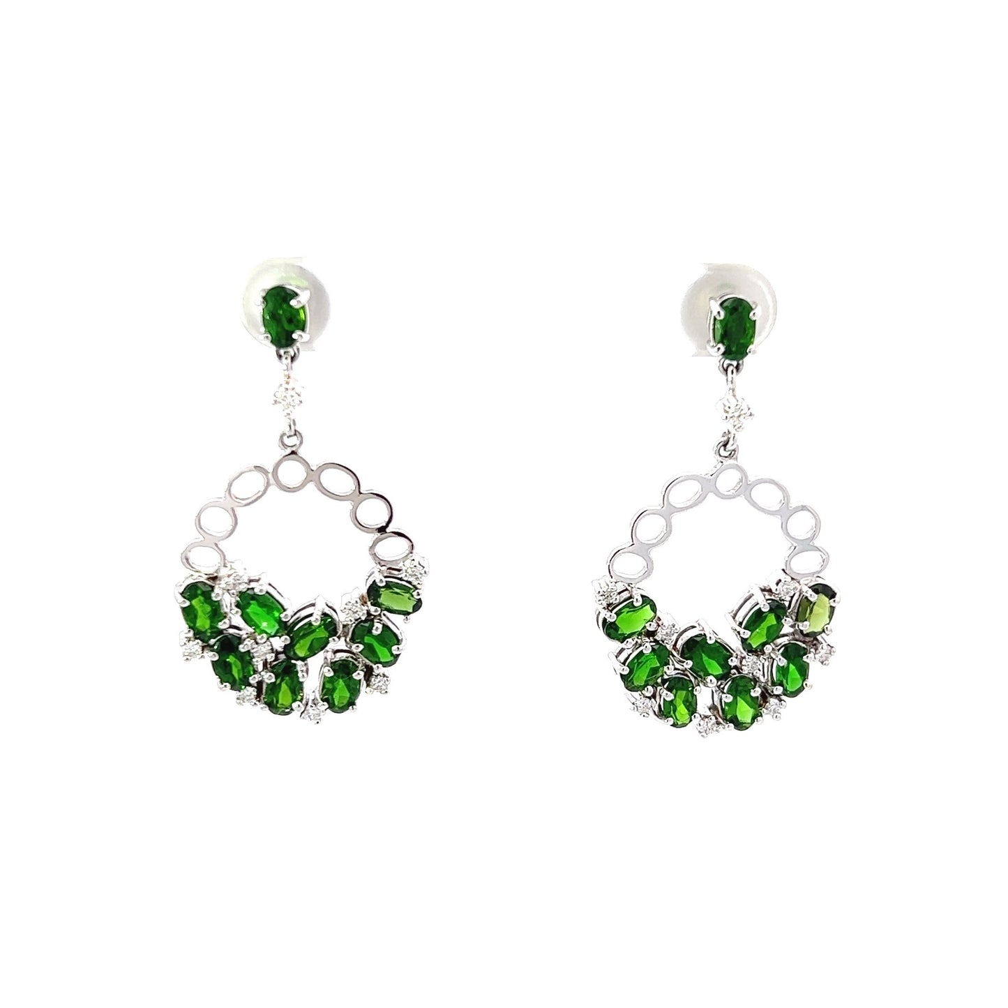 Earrings w/ 18 Diopside Oval & 18 Diamonds