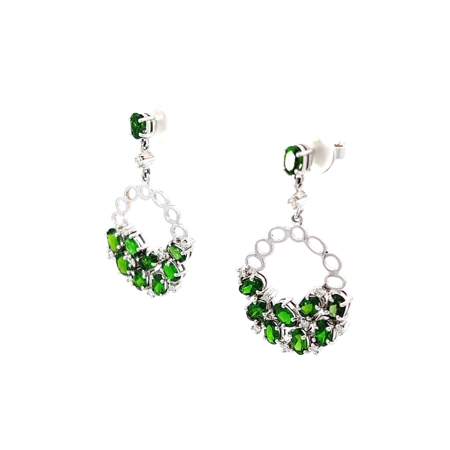 Earrings w/ 18 Diopside Oval & 18 Diamonds