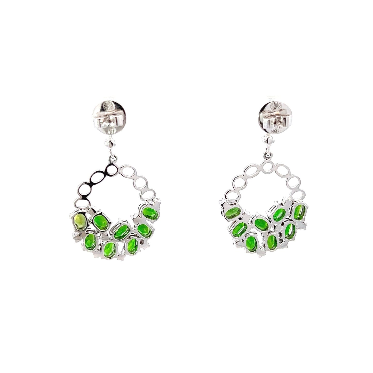 Earrings w/ 18 Diopside Oval & 18 Diamonds