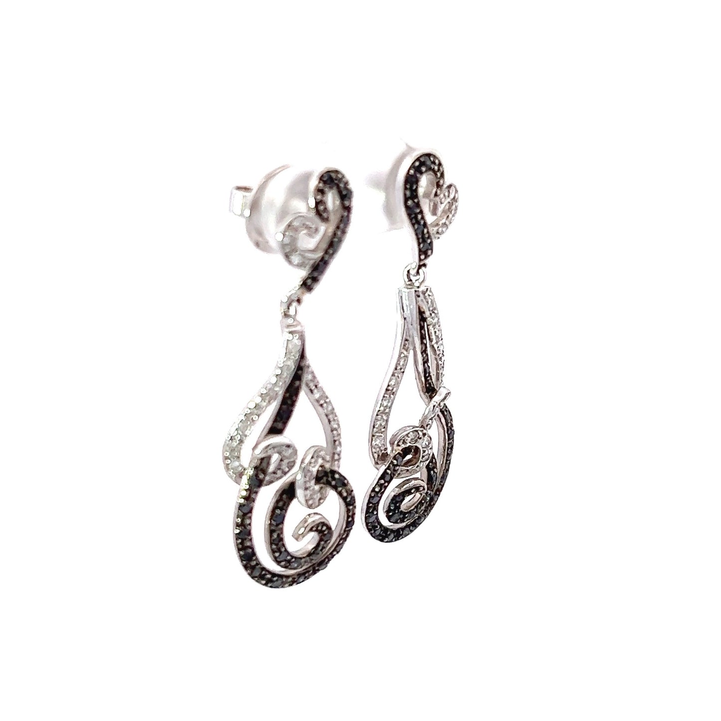 Earrings w/ 46 Diamonds & 52 Black Diamonds