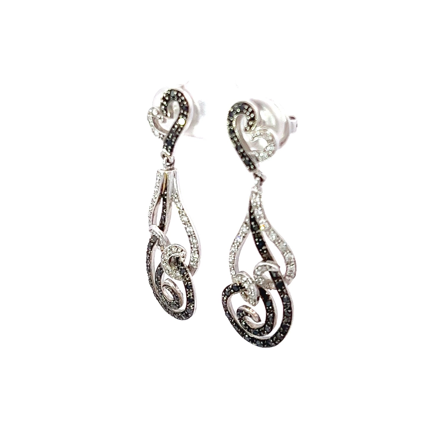 Earrings w/ 46 Diamonds & 52 Black Diamonds