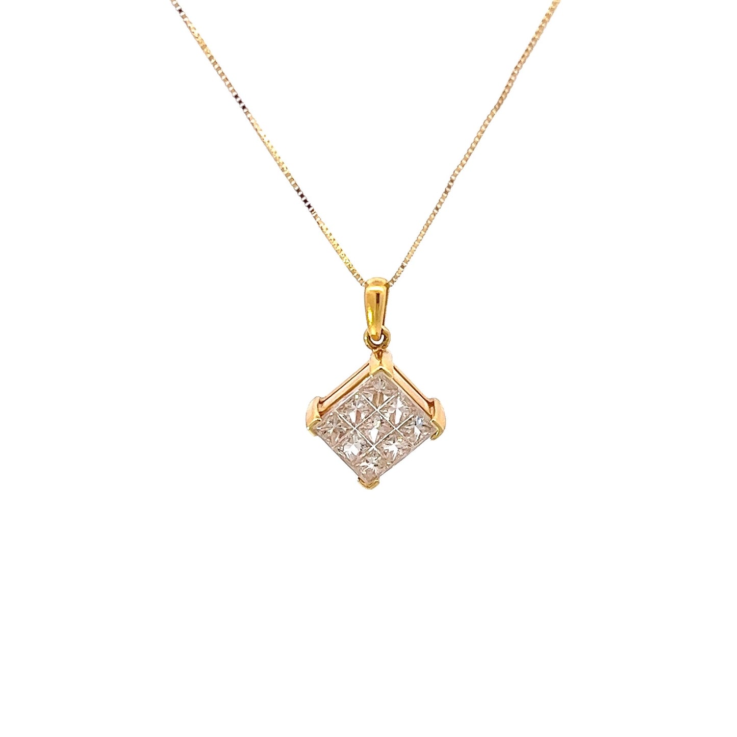 Pendant w/ 9 Princess-cut Diamonds