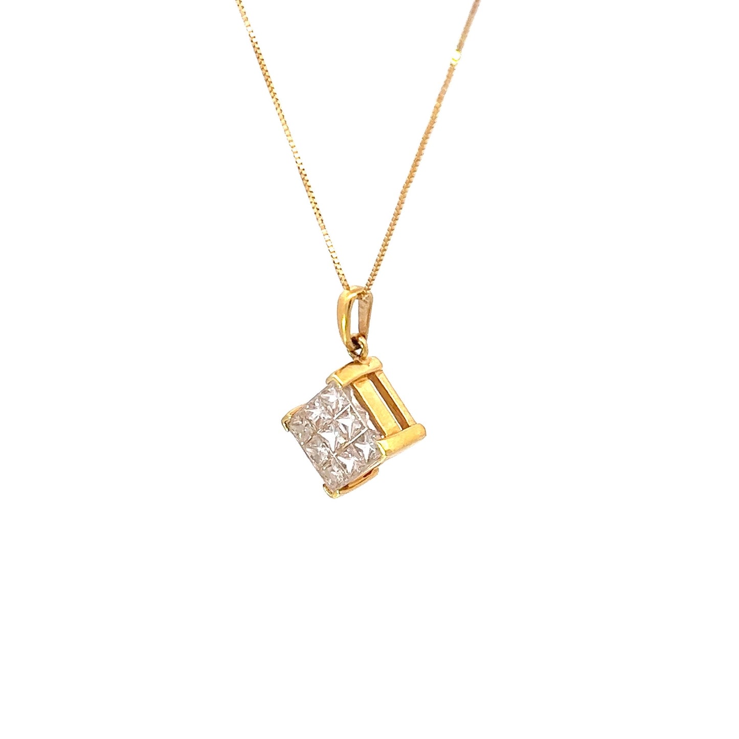 Pendant w/ 9 Princess-cut Diamonds