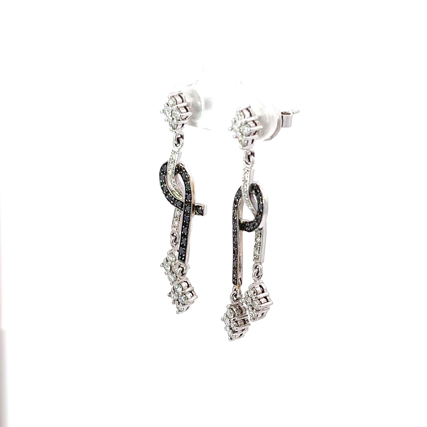 Earrings w/ 36 Diamonds & 28 Black Diamonds