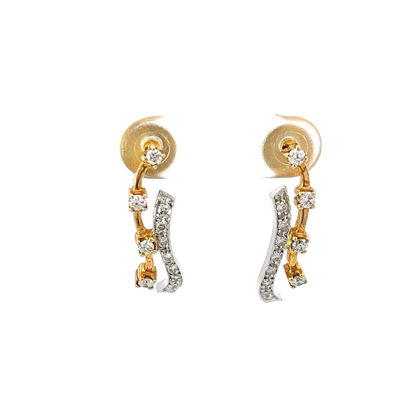 Earrings w/ 24 Diamonds 14K White Gold/Yellow Gold