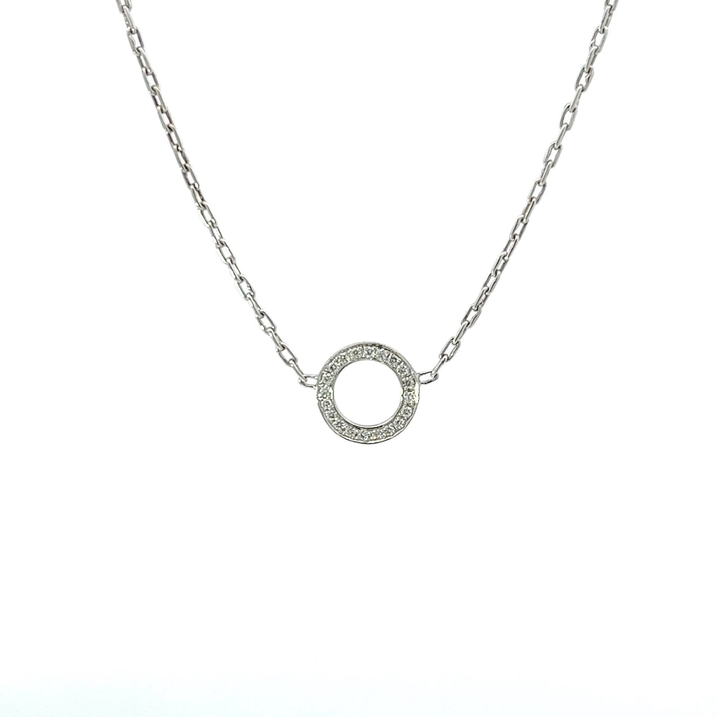 Necklace w/ 20 Diamonds 14K White Gold