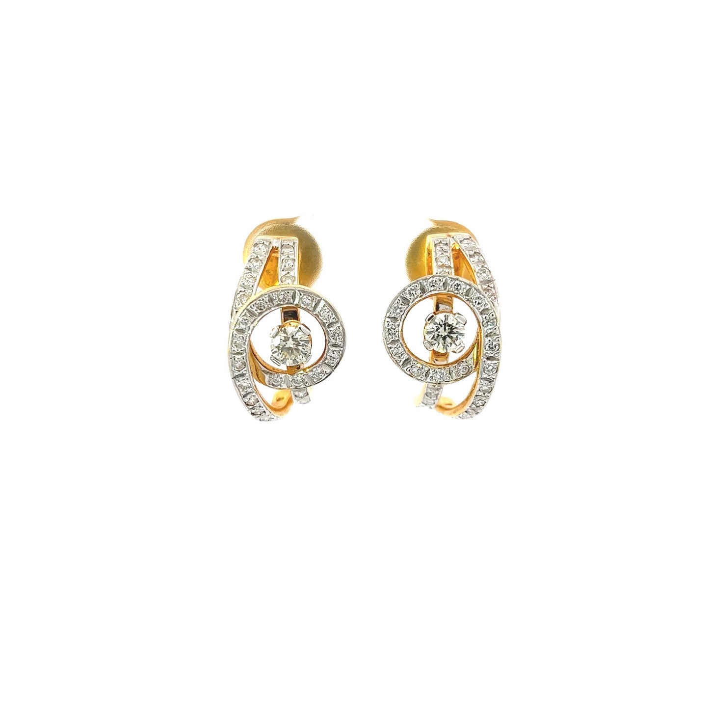 Earrings w/ 2 Center Diamonds & 60 Diamonds