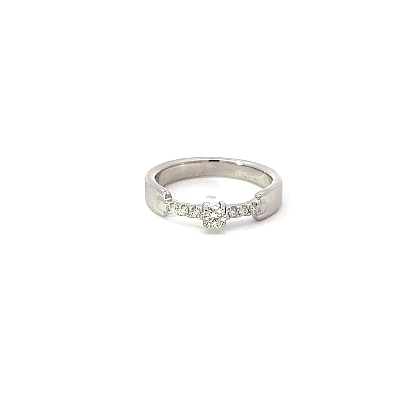 Engagement Ring w/ Diamond (.11 carat) & Side Diamonds 18K White Gold