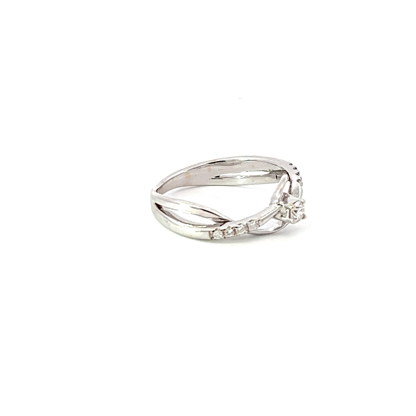 Engagement Ring w/ Diamond (.11 carat) & Side Diamonds 18K White Gold