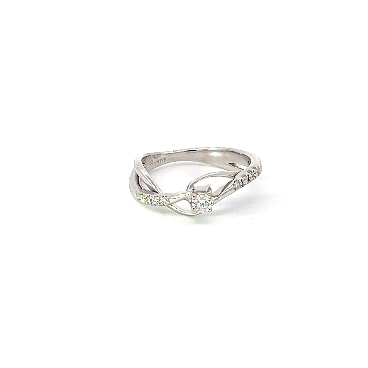 Engagement Ring w/ Diamond (.11 carat) & Side Diamonds 18K White Gold