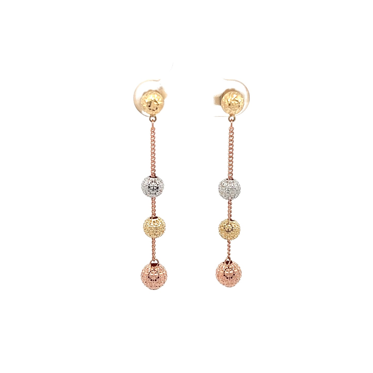 Earrings Drop Balls 18K Tricolor