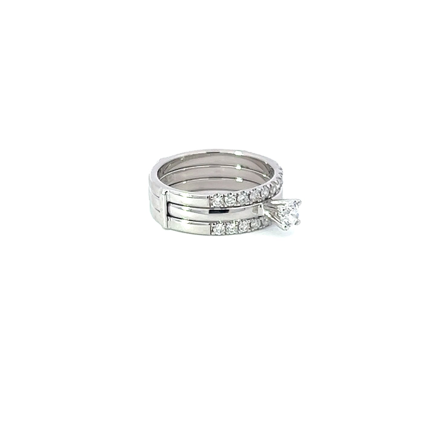 Engagement Ring Bridal Set w/ Diamond (.21 carat) & Side Diamonds 18K White Gold