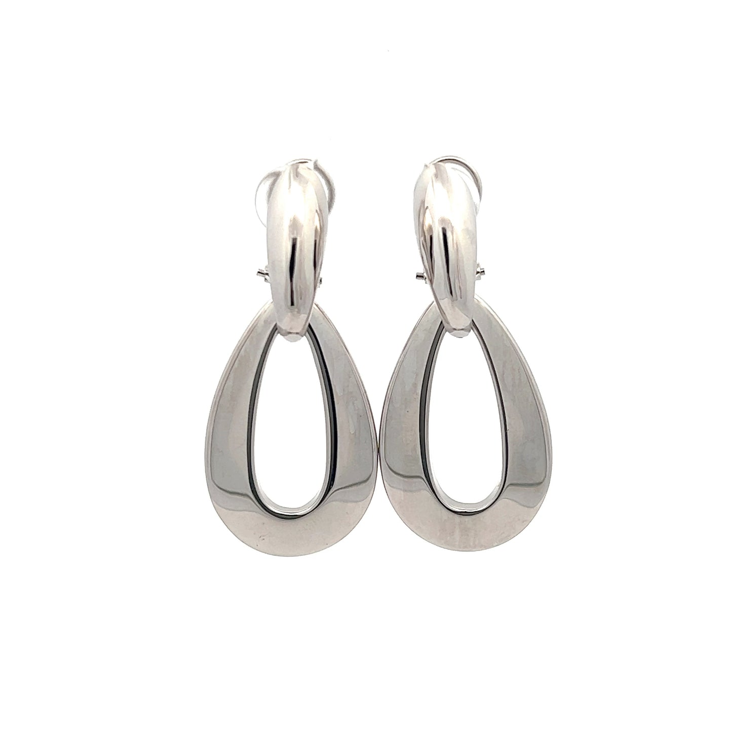 Earrings Drop Vintage Oval 18K White Gold