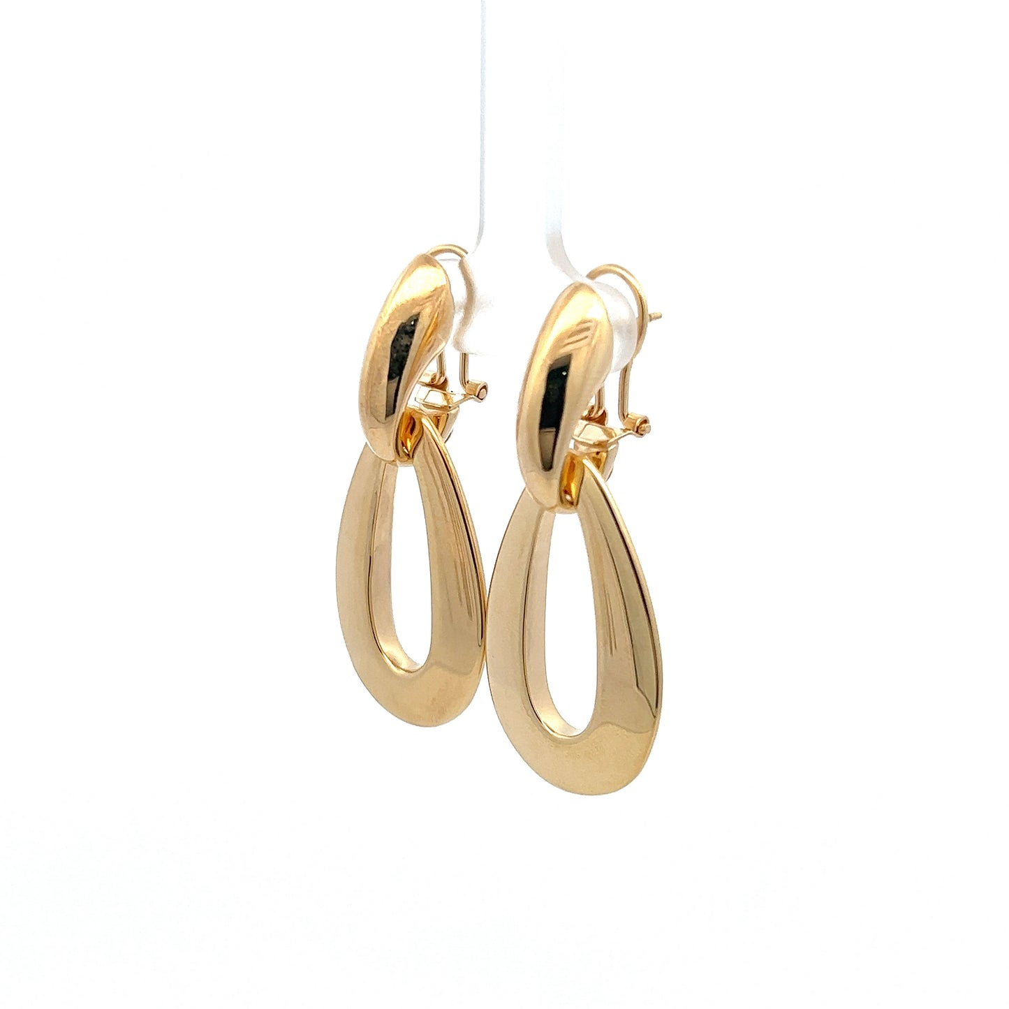 Earrings Drop Vintage Oval 18K Yellow Gold