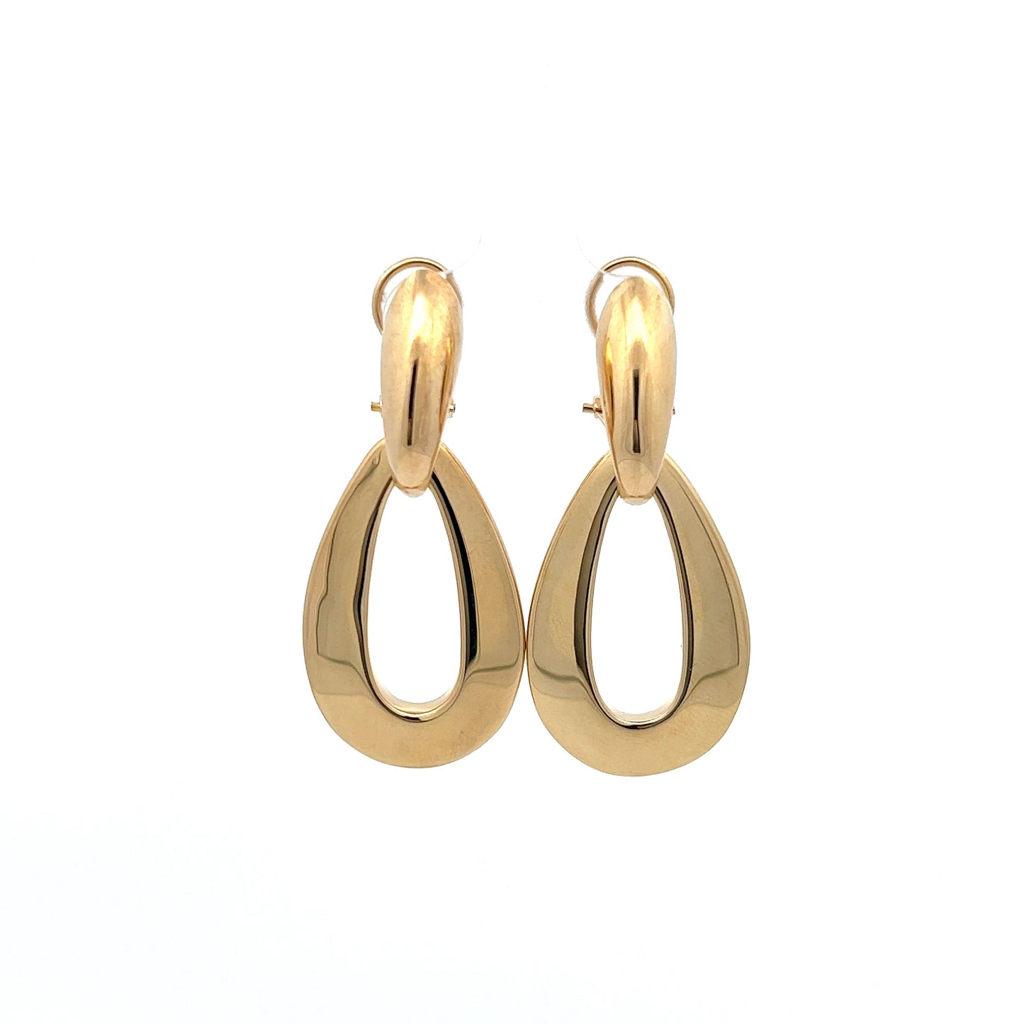 Earrings Drop Vintage Oval 18K Yellow Gold