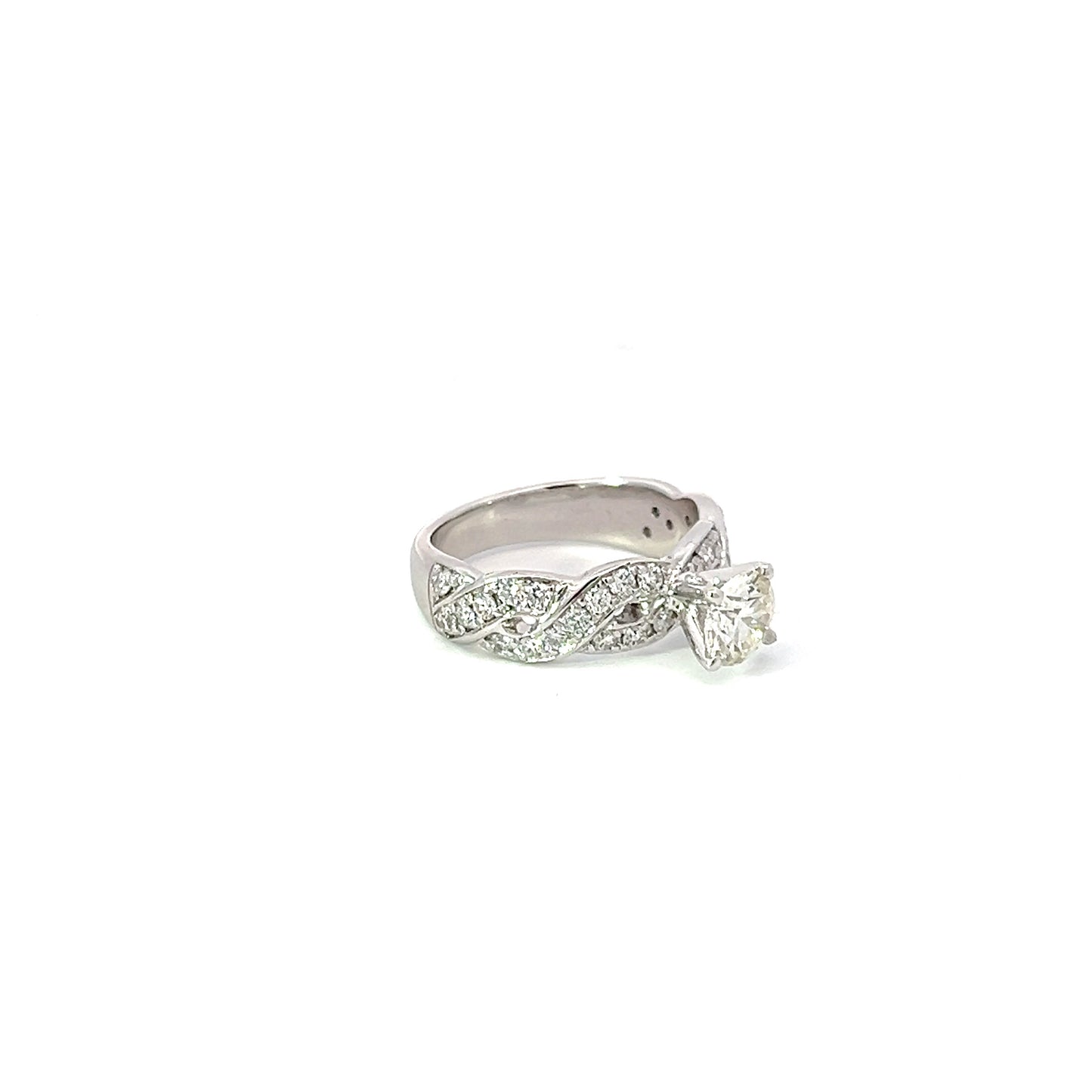 Engagement Ring w/ Diamond (.80 carat) & Side Diamonds 18K White Gold