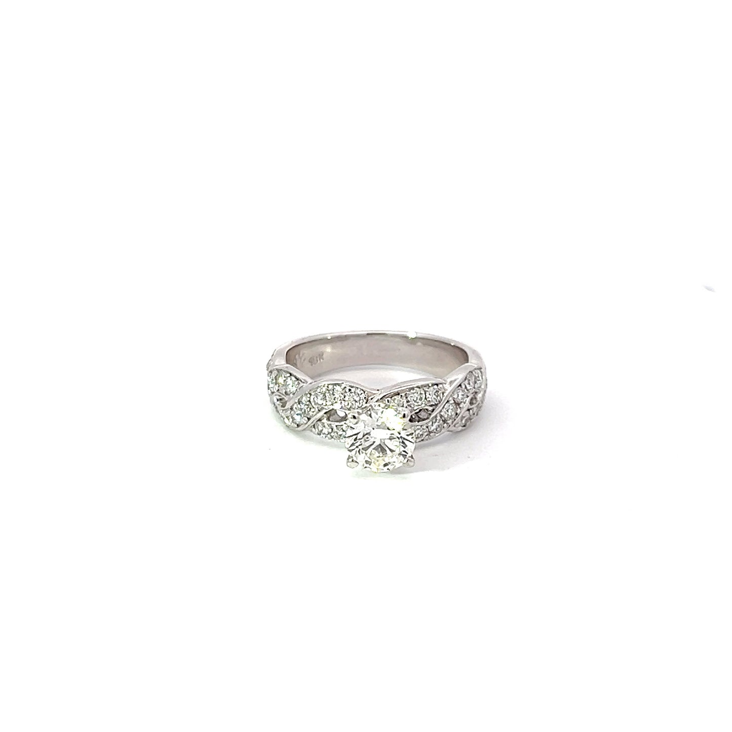 Engagement Ring w/ Diamond (.80 carat) & Side Diamonds 18K White Gold