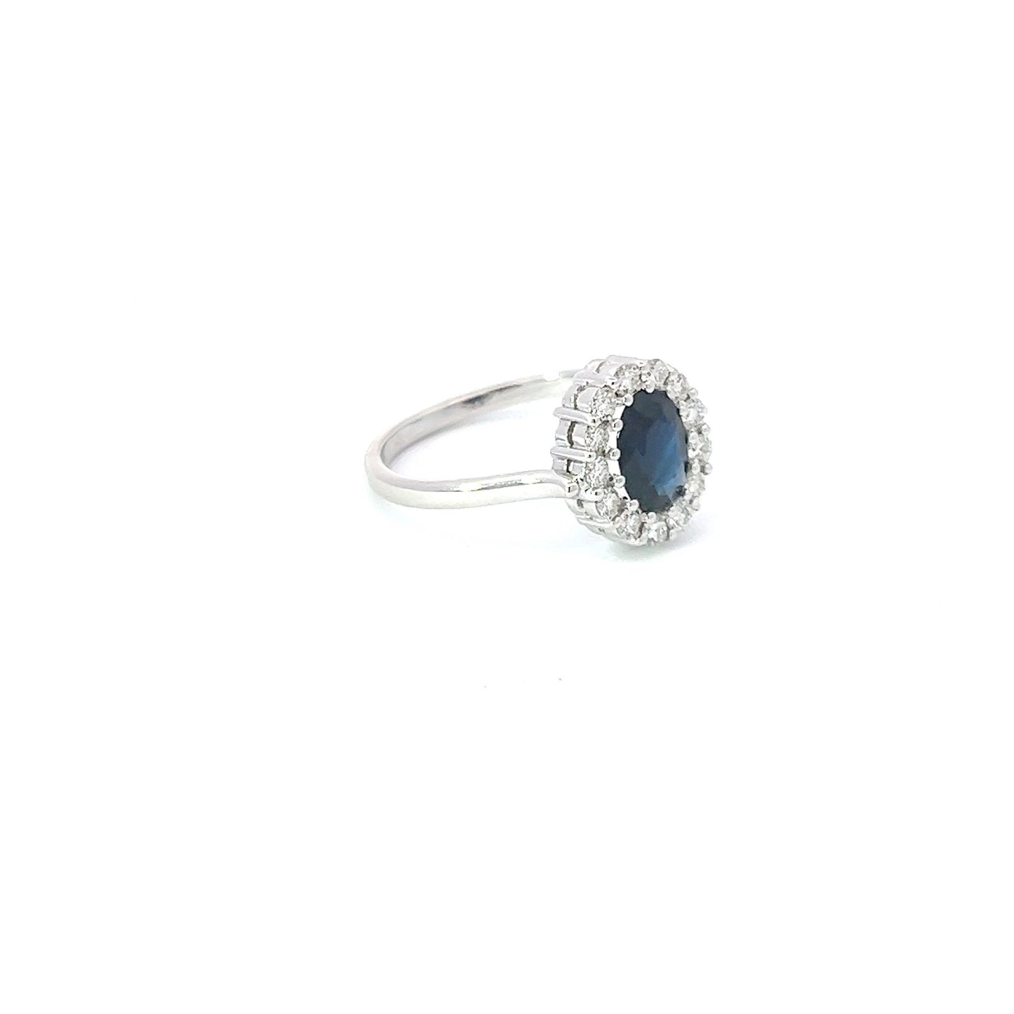 Lady's Ring w/ Oval Blue Sapphire (1.07) & 13 Diamonds