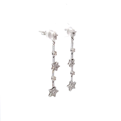 Earrings w/ 2 White Stones & 24 Diamonds
