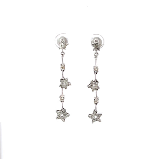 Earrings w/ 2 White Stones & 24 Diamonds