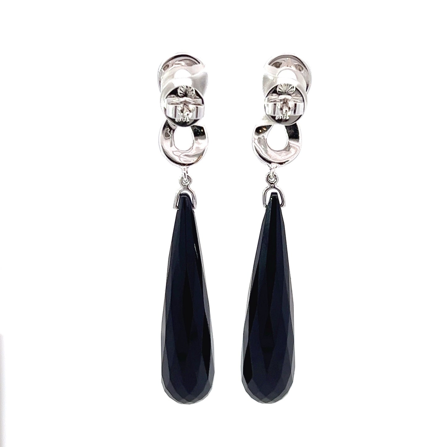 Earrings w/ Black Agate & 50 Diamonds