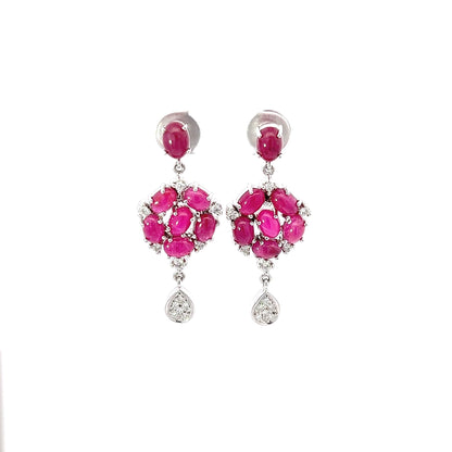 Earrings w/ 14 Ruby & 24 Diamonds