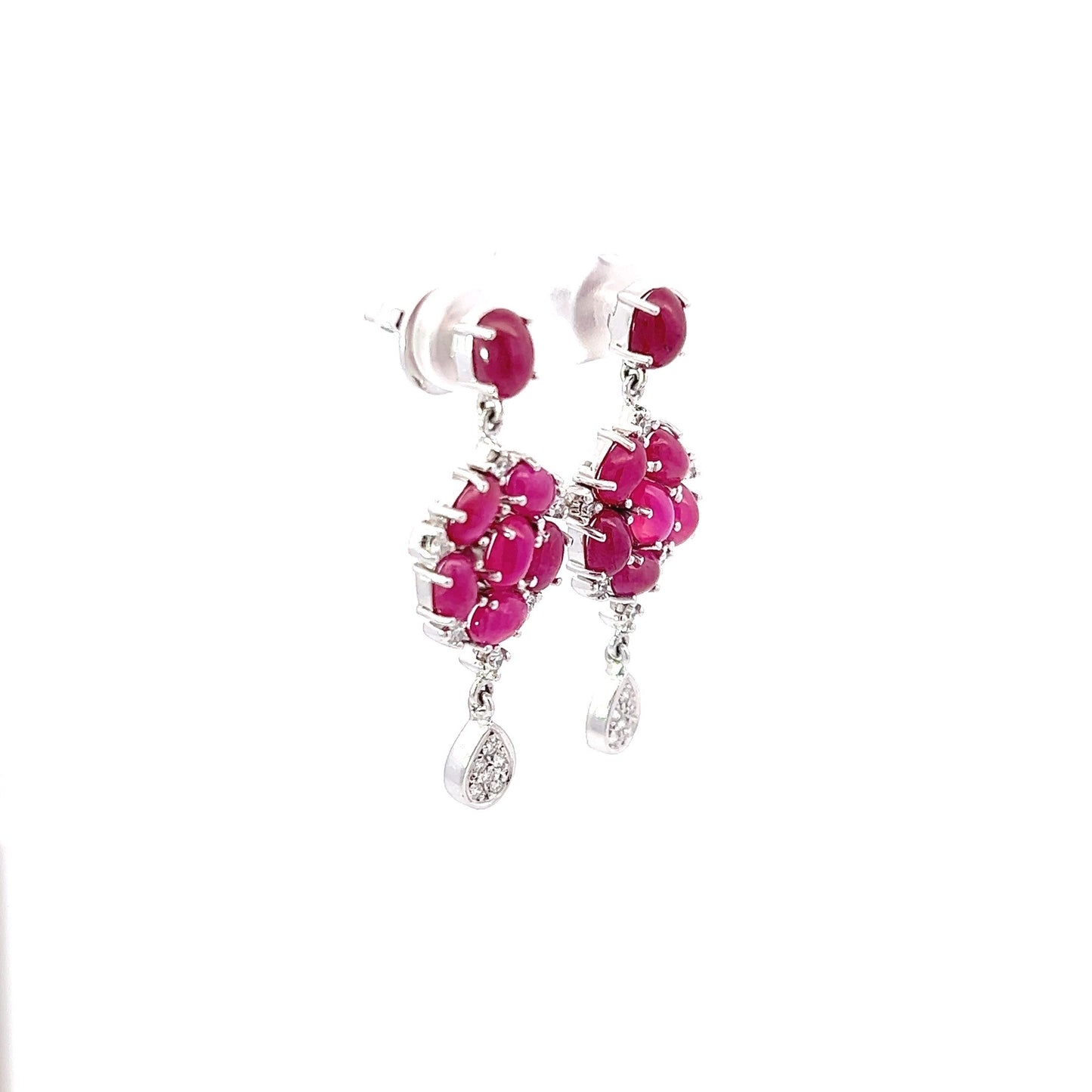 Earrings w/ 14 Ruby & 24 Diamonds