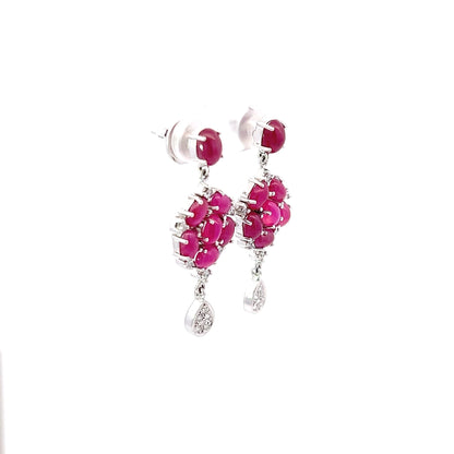 Earrings w/ 14 Ruby & 24 Diamonds