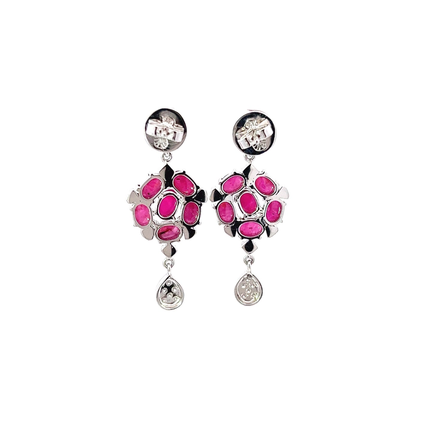 Earrings w/ 14 Ruby & 24 Diamonds