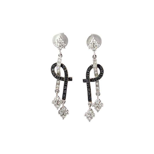 Earrings w/ 36 Diamonds & 28 Black Diamonds