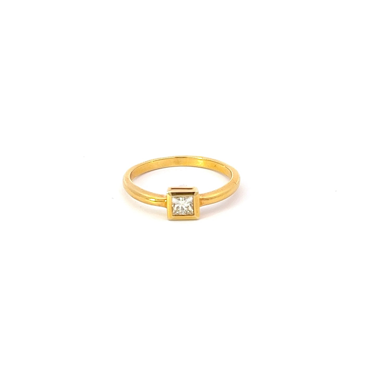 Lady's Ring w/ Princess-cut Diamond 14K Yellow Gold
