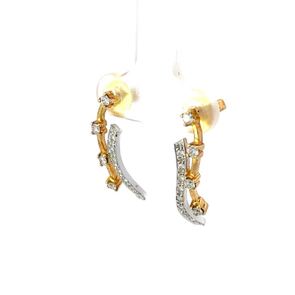 Earrings w/ 24 Diamonds 14K White Gold/Yellow Gold