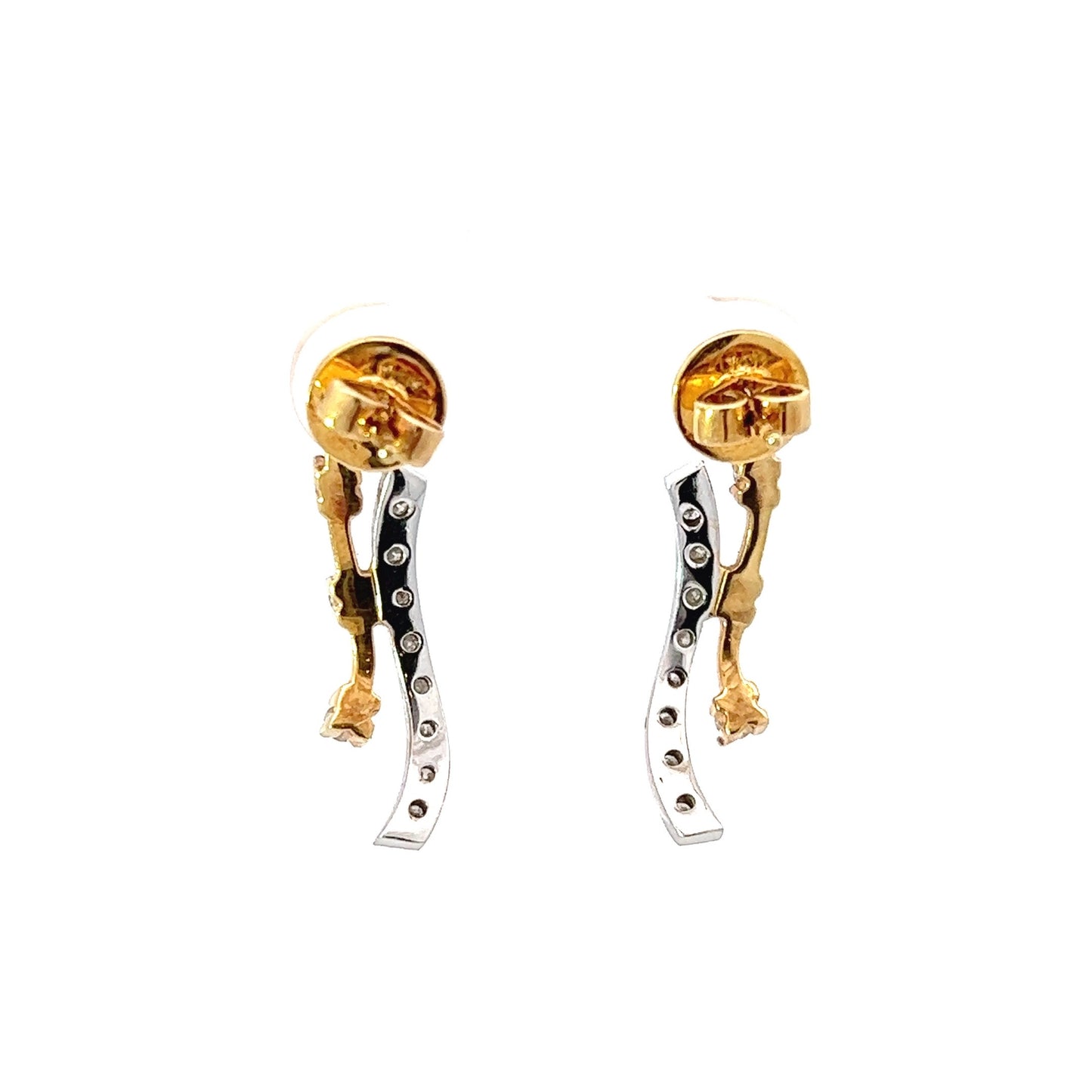 Earrings w/ 24 Diamonds 14K White Gold/Yellow Gold