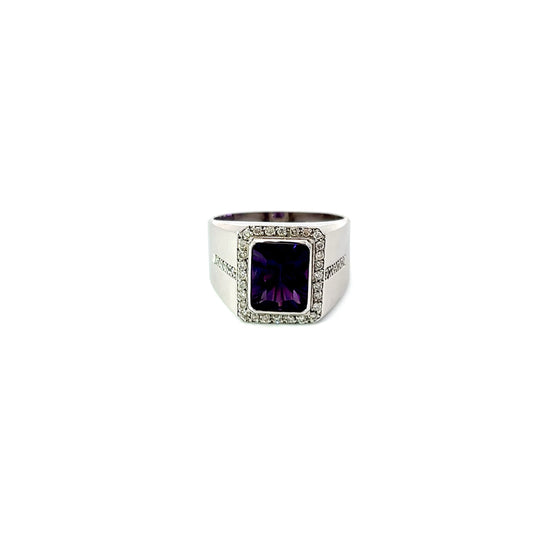 Ring w/ Amethyst & 38 Diamonds