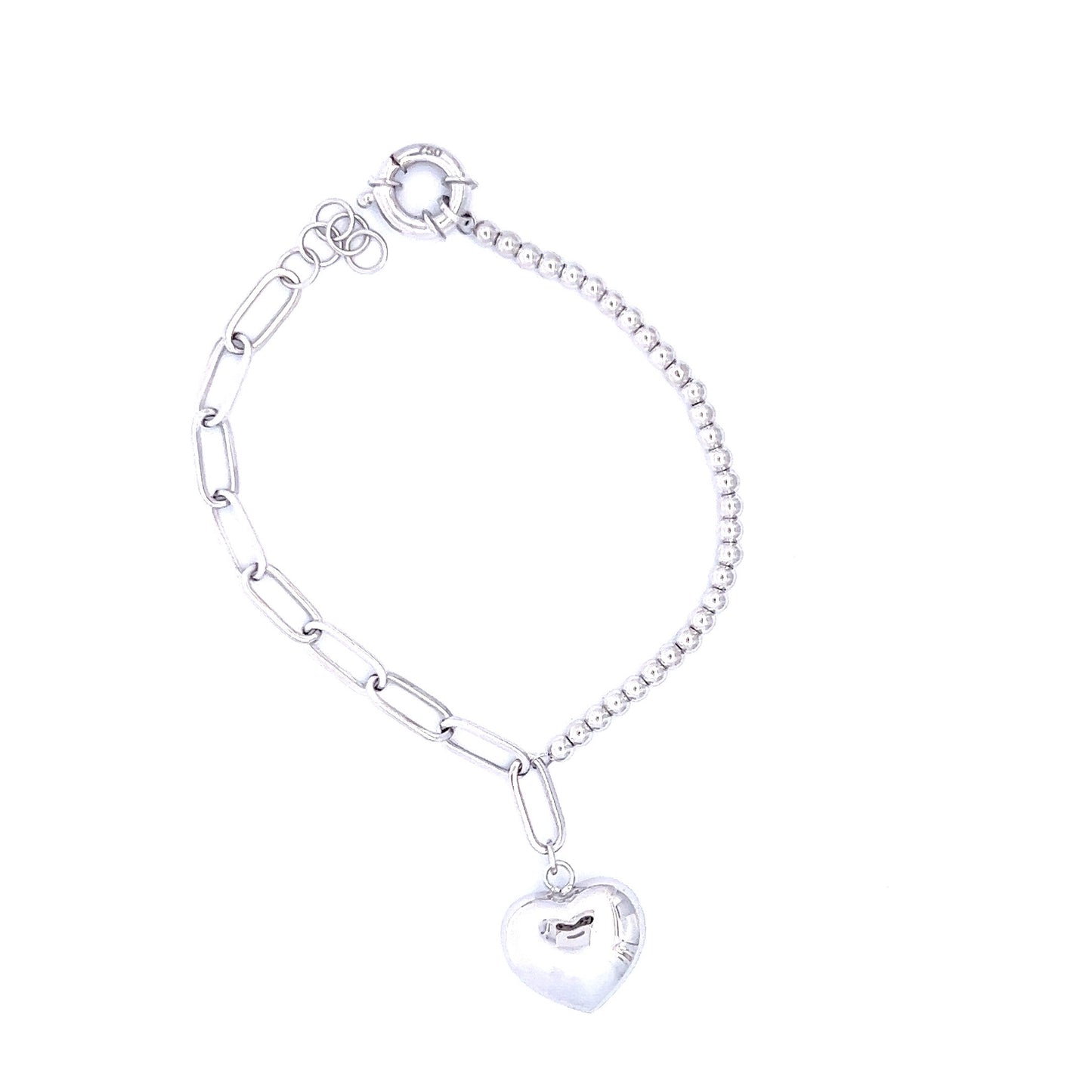 Bracelet Paper Clip Bead w/ Heart