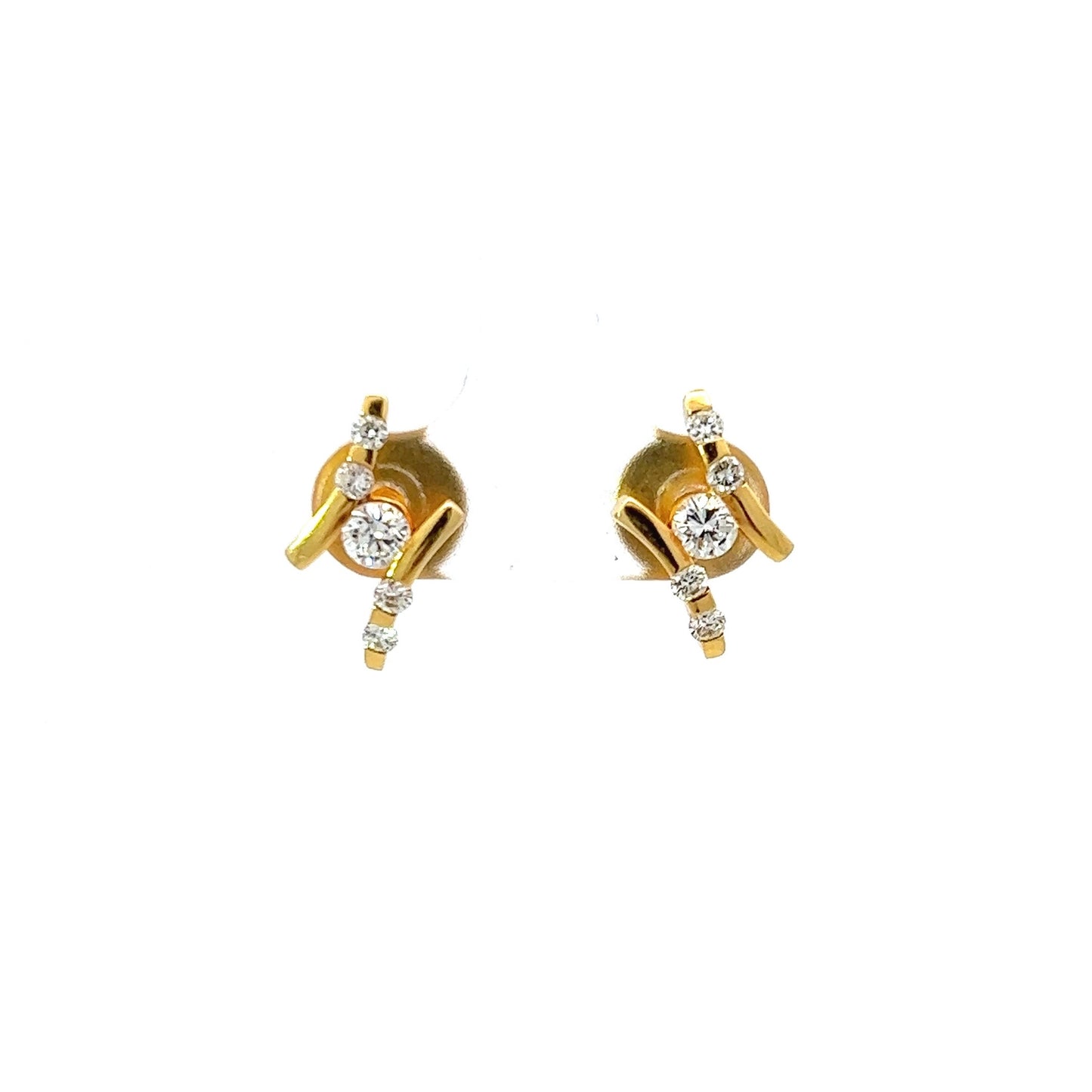 Earrings w/ Solo Diamond & 8 Diamond Chips