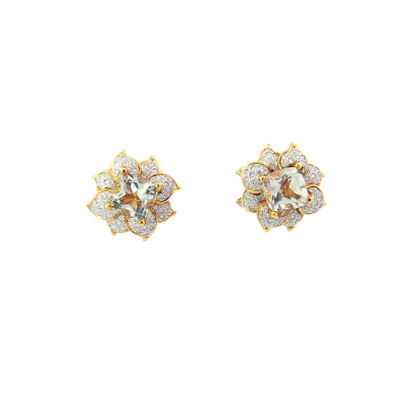 Earrings w/ 2 Colored Stones & 115 Diamonds