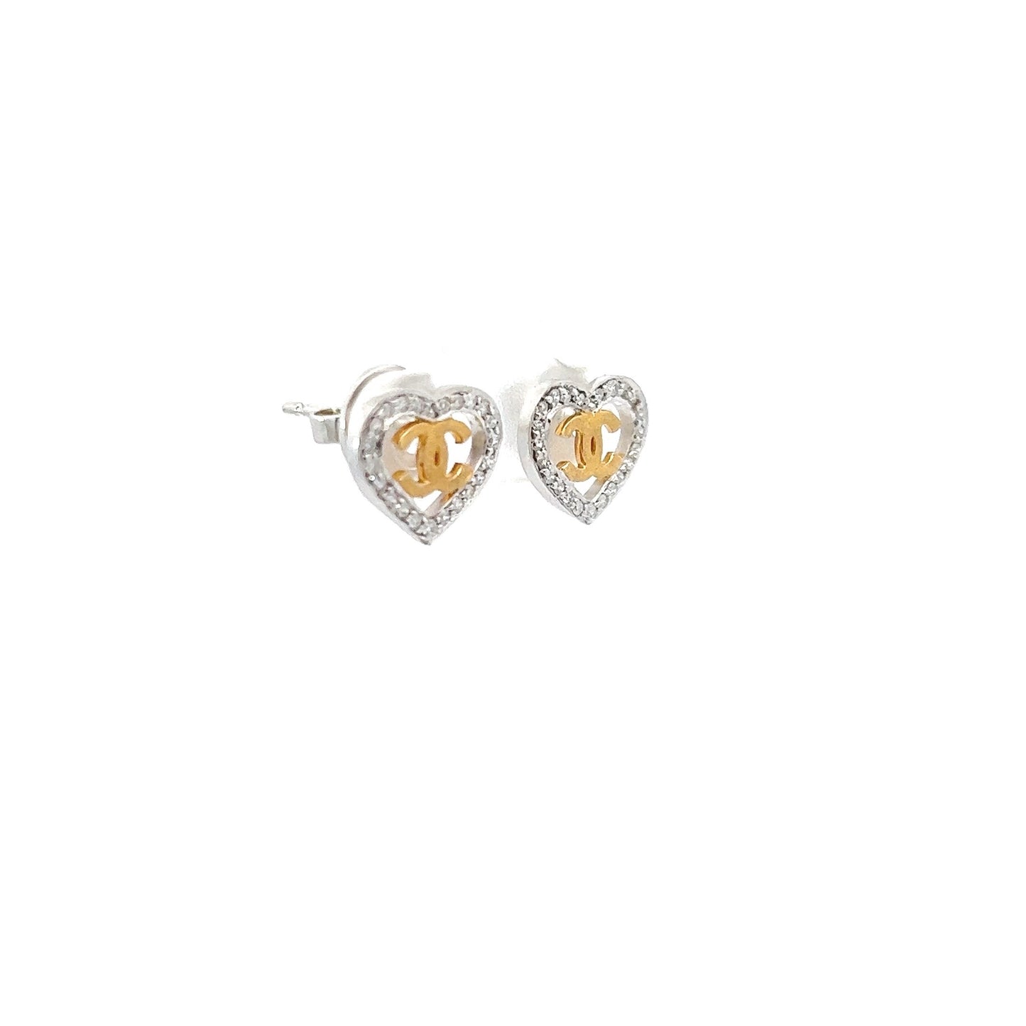 Earrings w/ 45 Diamonds 14K Yellow Gold & White Gold