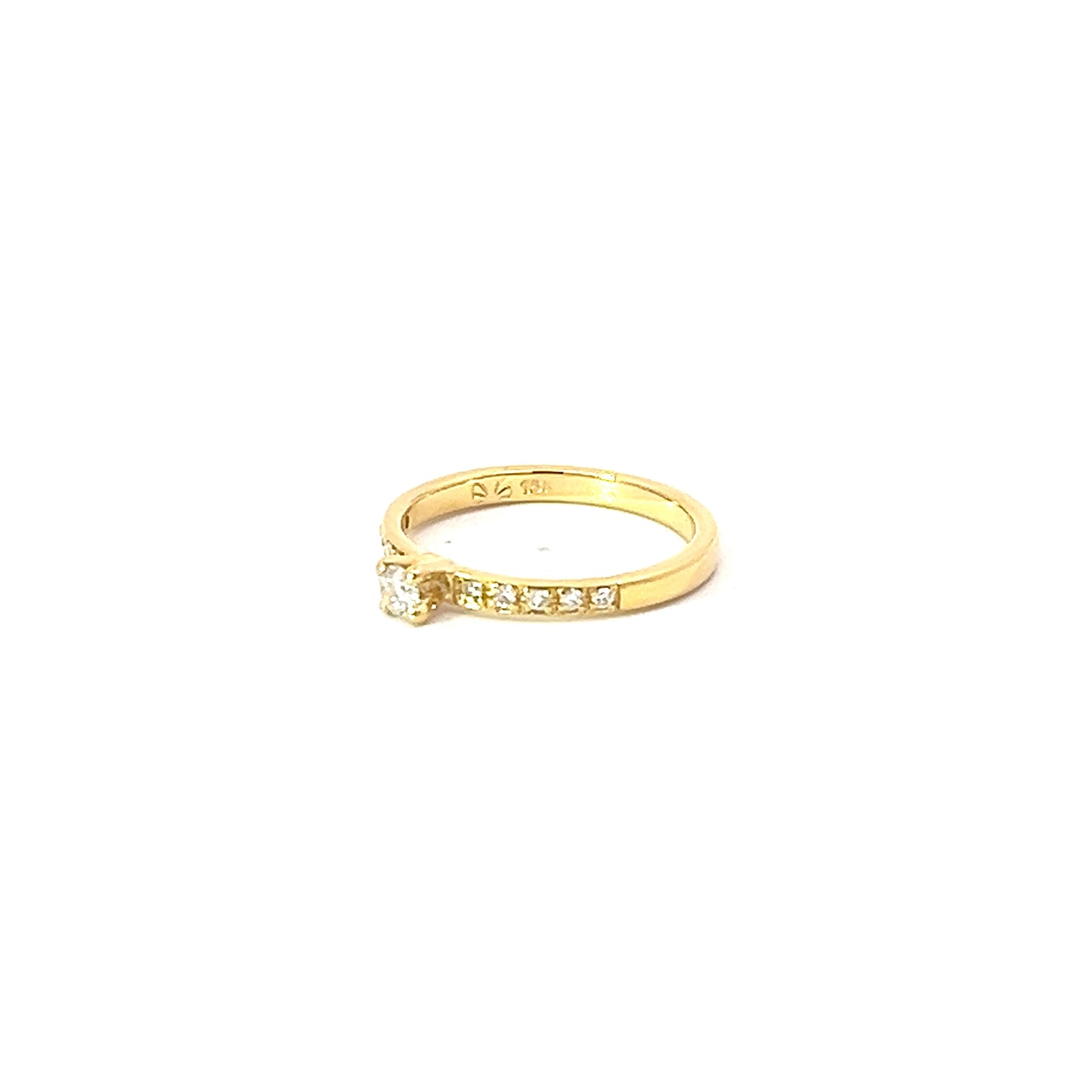Engagement Ring w/ Diamond (.10 carat) & Side Diamonds 18K Yellow Gold