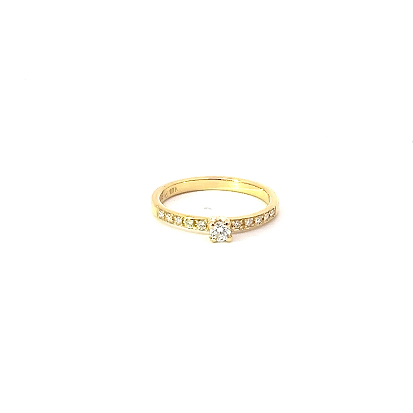Engagement Ring w/ Diamond (.10 carat) & Side Diamonds 18K Yellow Gold