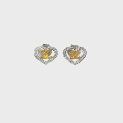 Earrings w/ 45 Diamonds 14K Yellow Gold & White Gold