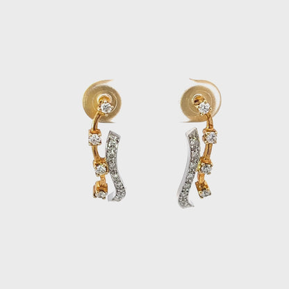 Earrings w/ 24 Diamonds 14K White Gold/Yellow Gold