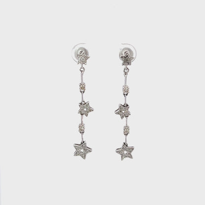 Earrings w/ 2 White Stones & 24 Diamonds