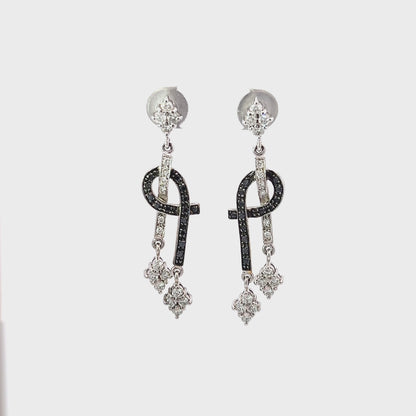 Earrings w/ 36 Diamonds & 28 Black Diamonds