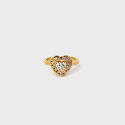 Ring w/ Heart-shaped Diamond & 15 Diamonds